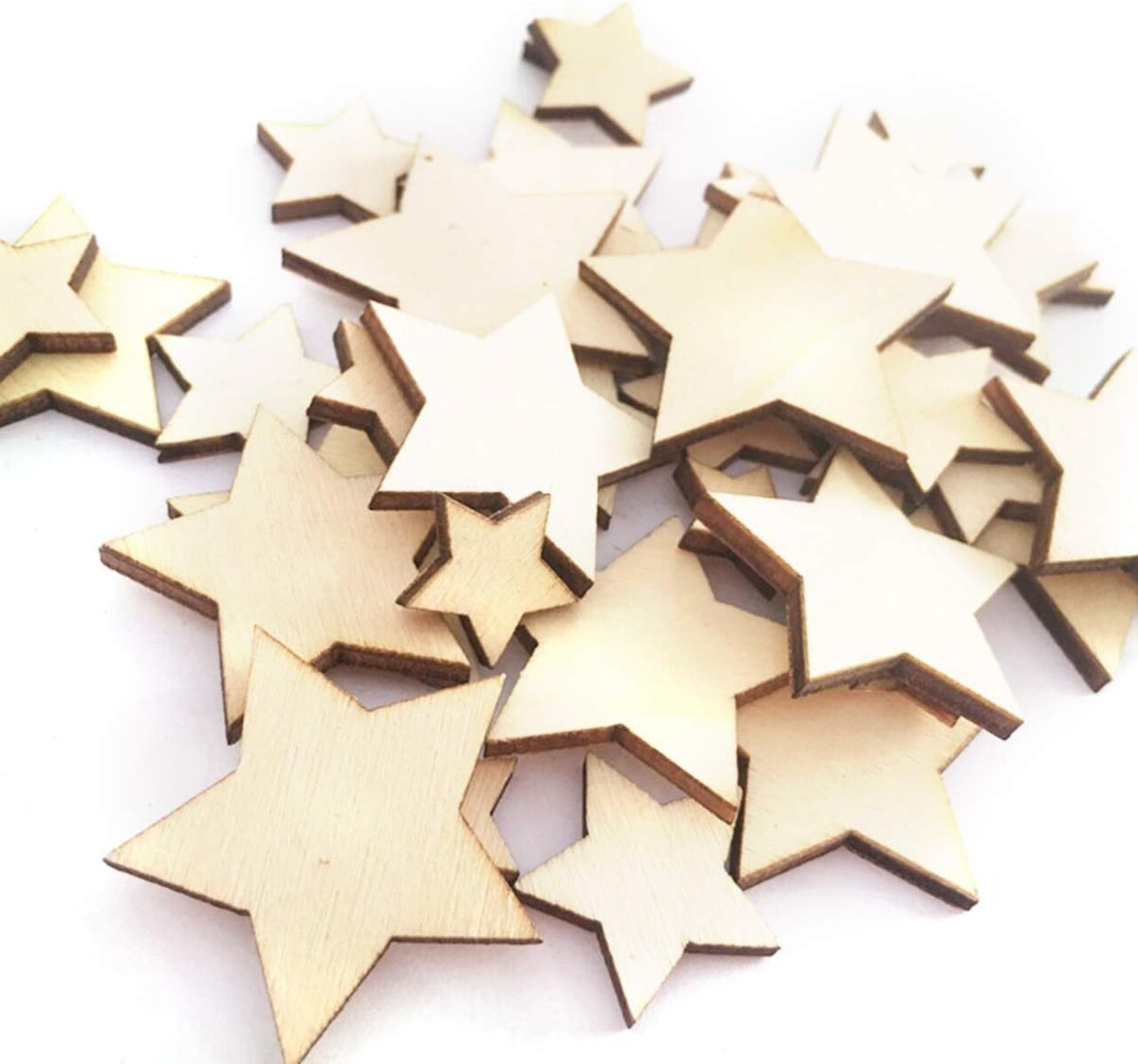 200pcs Wooden Stars Unfinished Wood Star Pieces Mini Unfinished Wood Craft Star Craft Wood for Making Wedding Crafts